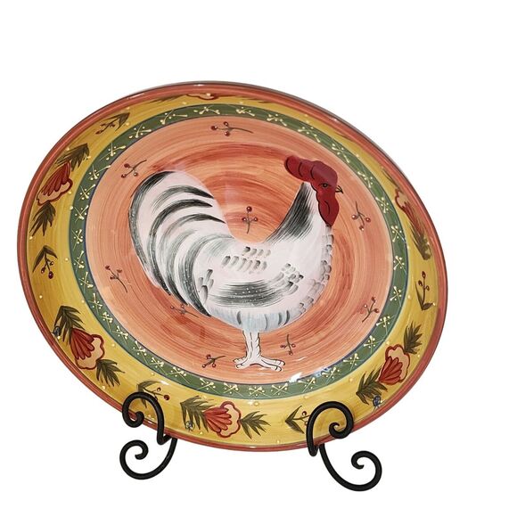 Jay Import Co‎ Farmhouse Hand Painted Rooster Ceramic Serving Bowl Multi 12.5in - Picture 7 of 16